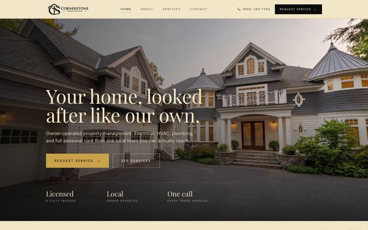 Cornerstone Property Management website home page