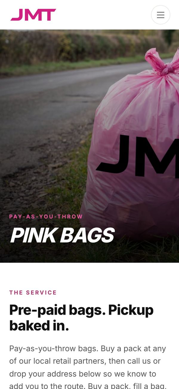 Pink Bags page on a phone