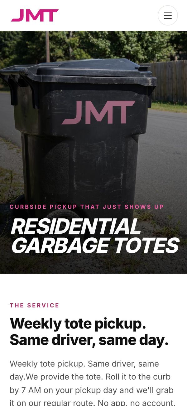 Residential garbage totes page on a phone