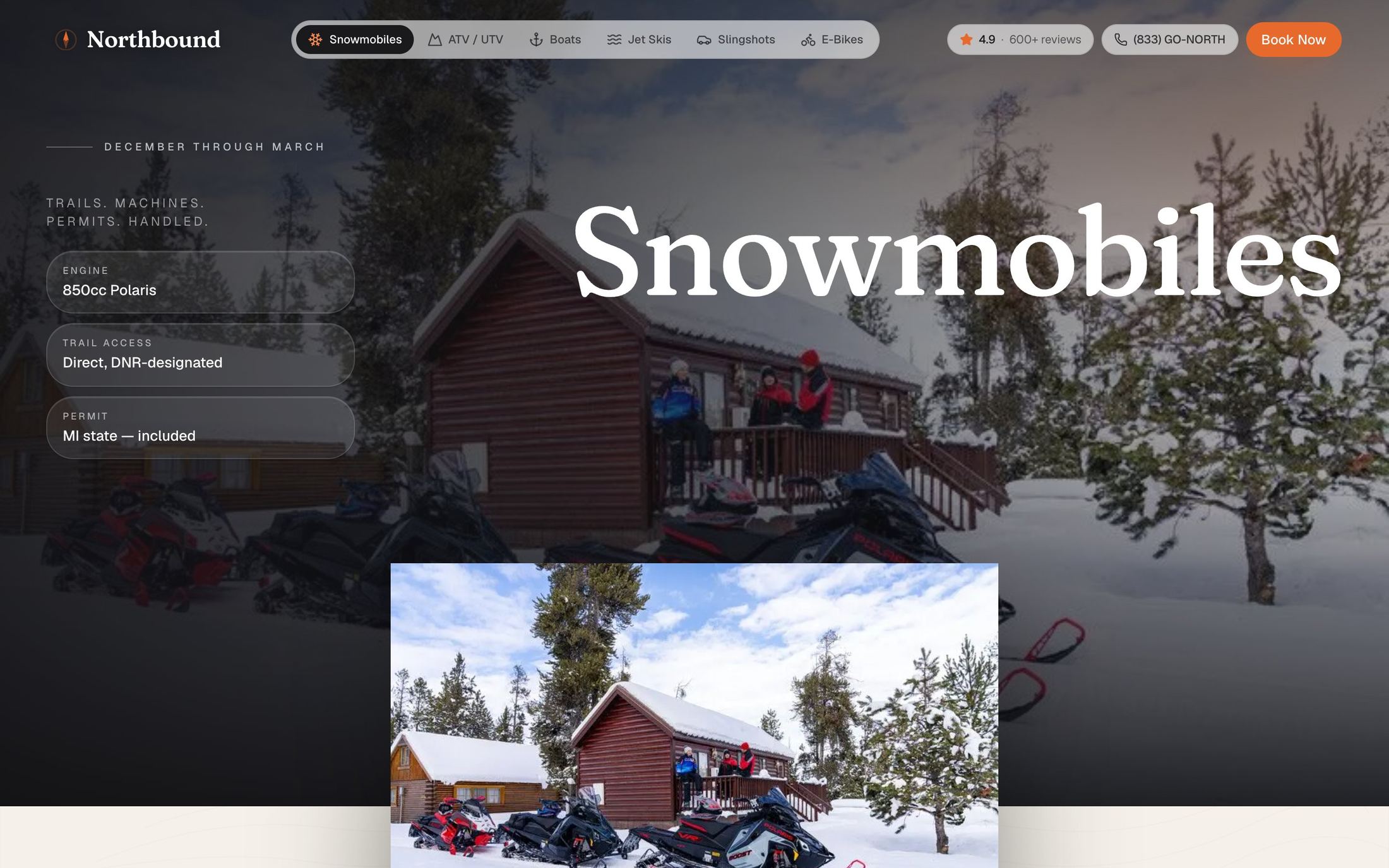 The snowmobiles page hero