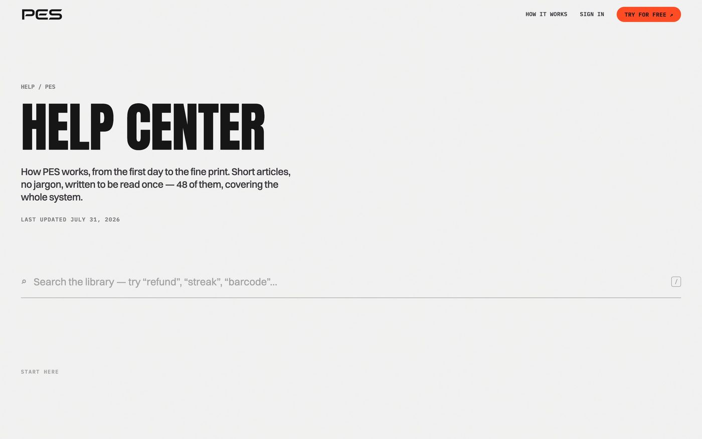 The help center with search