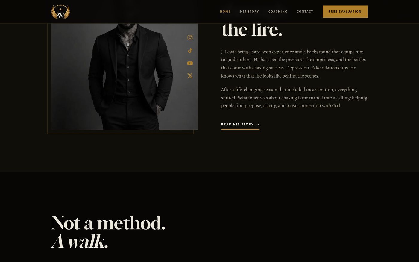 A portrait of J. Lewis beside the start of his story